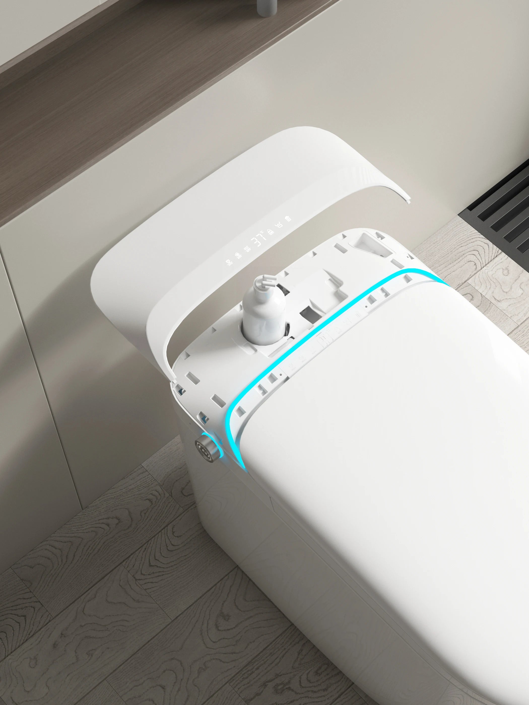 Auto Smart Toilet with Foot Sensor Flushing & Auto Open Lid, Heated Seat, IPX4 Waterproof, Female Wash & Warm Air Drying