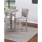 Modern Rustic Grey Square Dining Table Set with Shelves and Cushioned Chairs, 5-Piece Counter Height Furniture