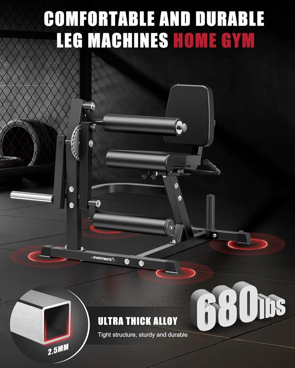 Home Gym Leg Extension & Curl Machine, 3-1 Adjustable, 680lbs Heavy Duty Capacity