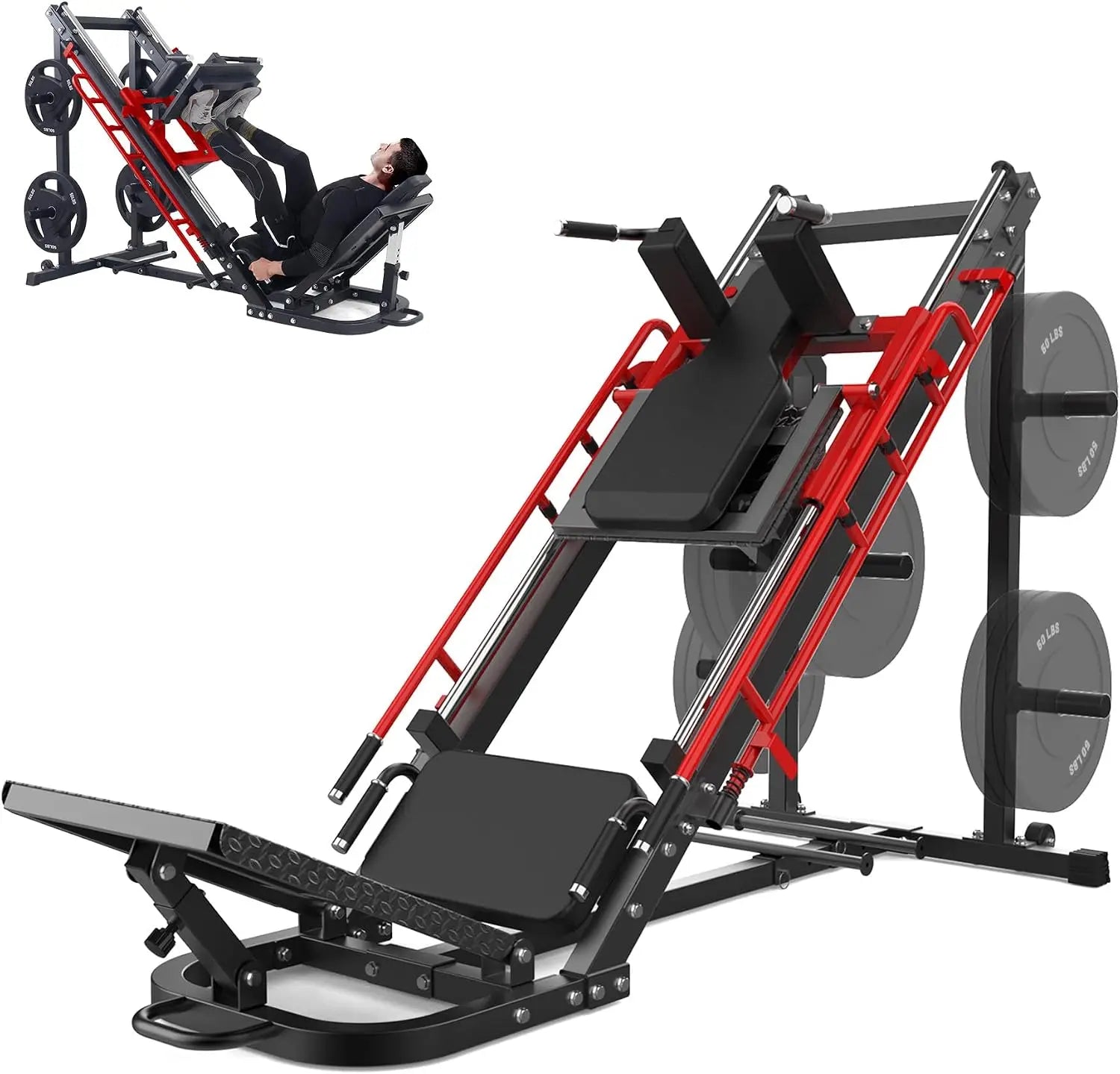Garvee Leg Press Hack Squat Machine, 2 in 1 Leg Press Machine for Home Gym with Linear Bearing, Specialty Hack Squat Machine with Calf Block for Full Lower Body Workout