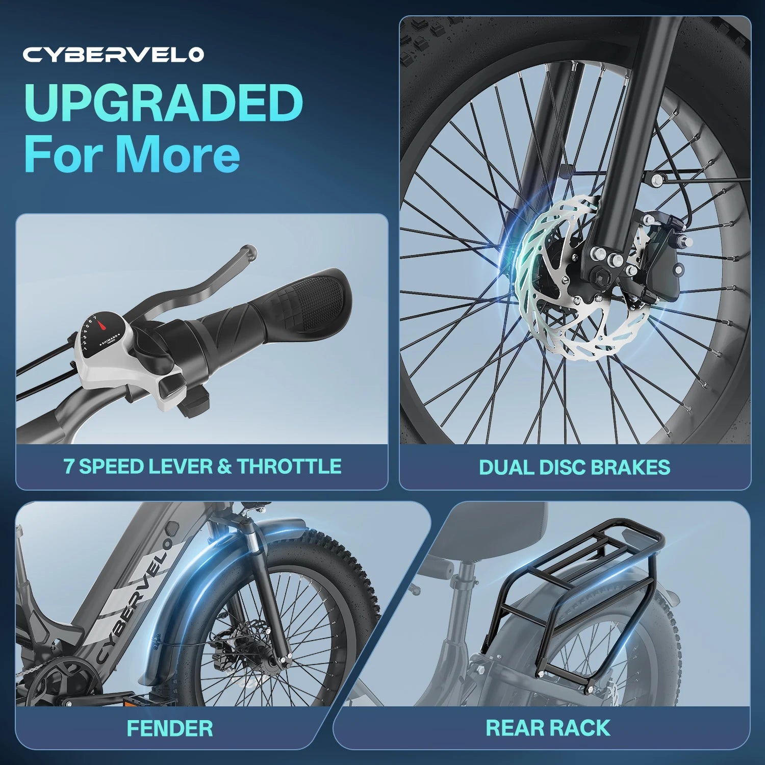 1500W Peak 20" Fat Tire Step-Thru Electric Bike, 7-Speed All Terrain Commuter Ebike, 48V 20Ah Removable Battery for Adults EK12 & EK8