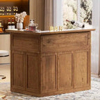 Wooden L-Shape Corner Bar Cabinet With 4-Tier Storage For Liquor And Wine, Home Pub Beverage Station