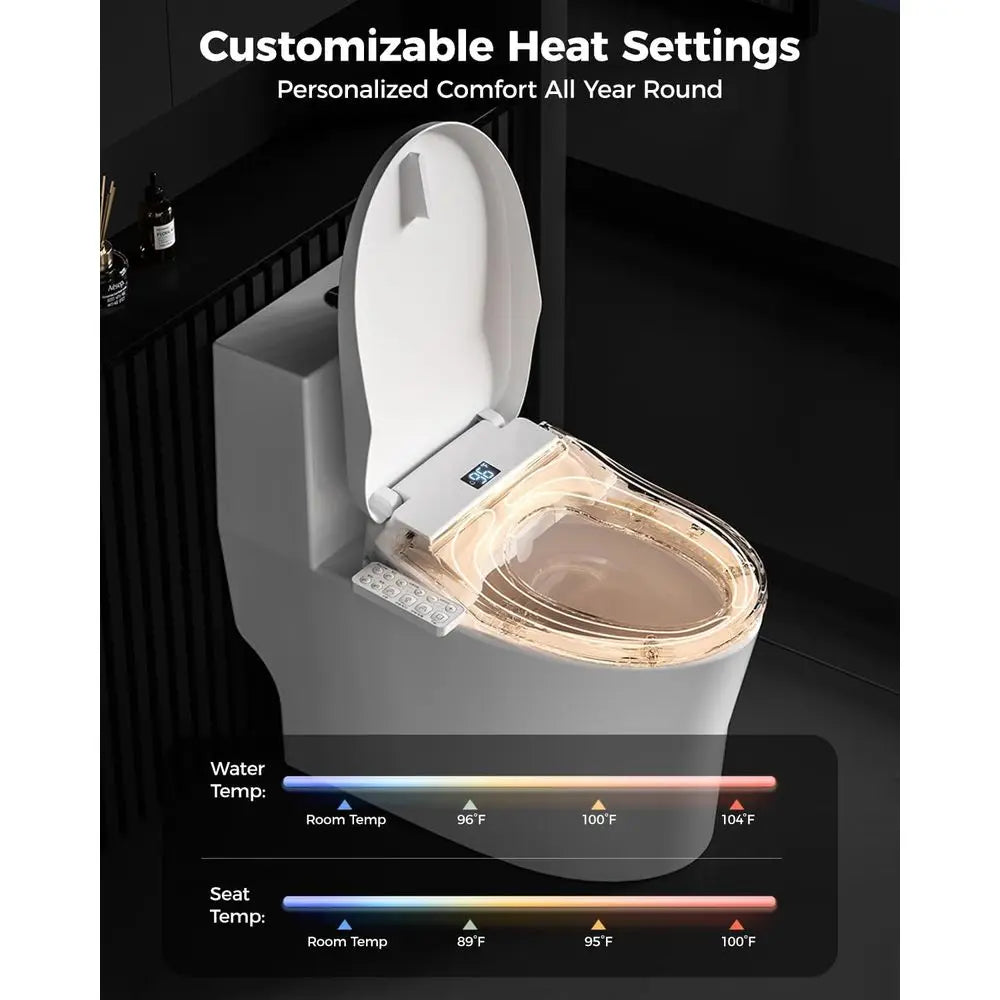 Bidet Toilet Seat Elongated, Electric Smart Heated Toilet Seat, Instant Warm Water & Dryer, Multiple Cleaning Modes, Side Contro