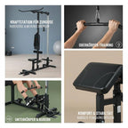 Home power rack, rowing machine, without weights, home fitness equipment, steel, faux leather, black