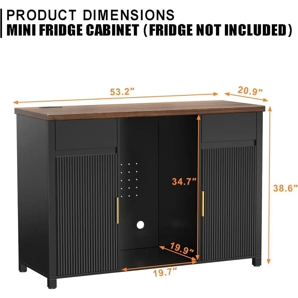 Large Coee Bar Cabinet with ridge Space, Mini ridge Cabinet with Wine Storage, Buet Sideboard Table or Home, luted ern Design,53