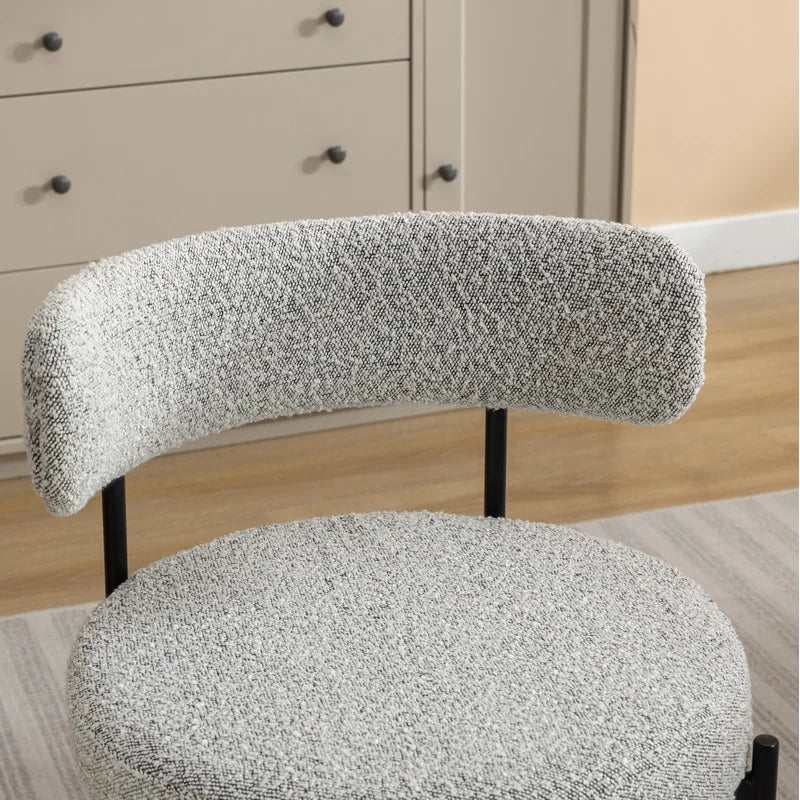 Durban 3-Piece Round Dining Set: Trestle Table with 2 Boucle Chairs