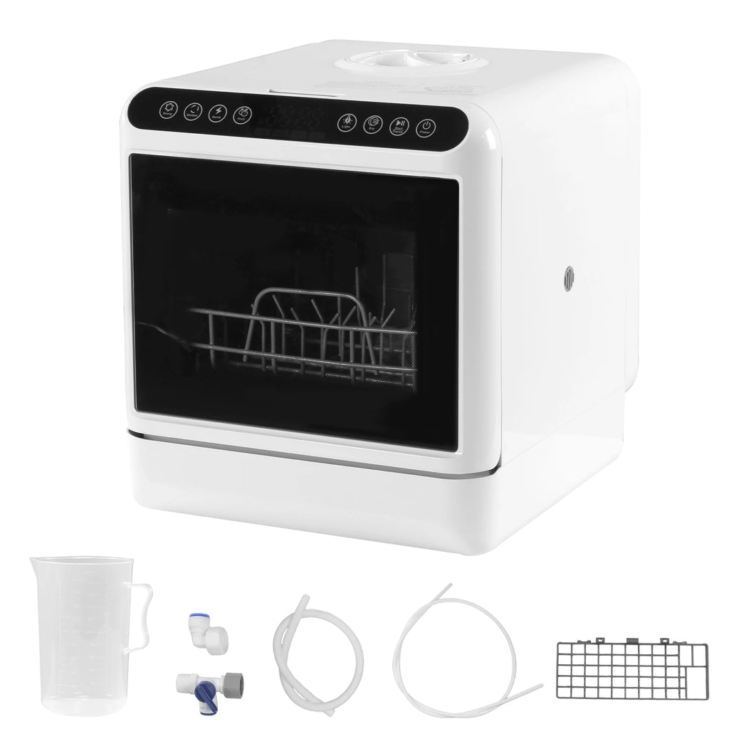 Countertop Dishwasher No Hookup Needed Automatic Dishwasher 360° Dual Spray High-Temp& Air-Dry Function for Apartments& RVs