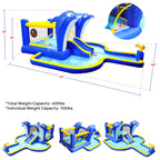 Inflatable Bounce House Wet Dry Water Slide Kids Jumping Castle For Outdoor Backyard with Dolphin sprinkler & Target games