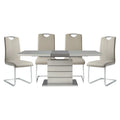 Contemporary 5-Piece Dining Set with Extendable Table and Metal Frame Chairs