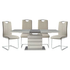 Contemporary 5-Piece Dining Set with Extendable Table and Metal Frame Chairs