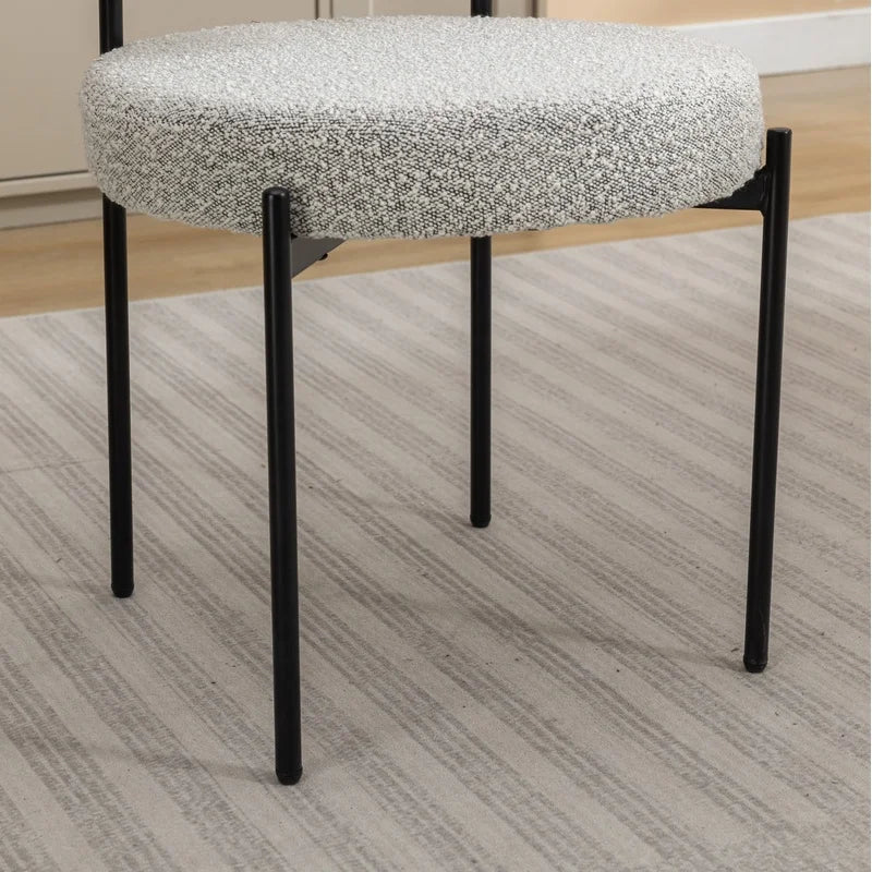 Durban 3-Piece Round Dining Set: Trestle Table with 2 Boucle Chairs