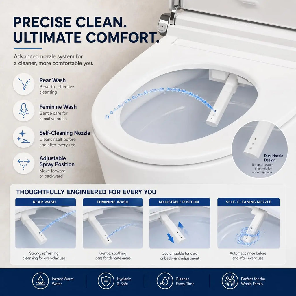 Smart Toilet With Built In Bidet One Piece Ceramic Bidet Toilet Auto Flush Auto Lid Foot Sensor Flush Instant Warm Water Sprayer Warm Air Dryer Ambient Night Light White