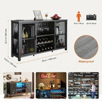 Industrial Drinks Credenza 47 Inch For Kitchen Home Bar Living Room, Sideboard Buffet Wine Rack Farmhouse Wood Furniture Storage Cabinet