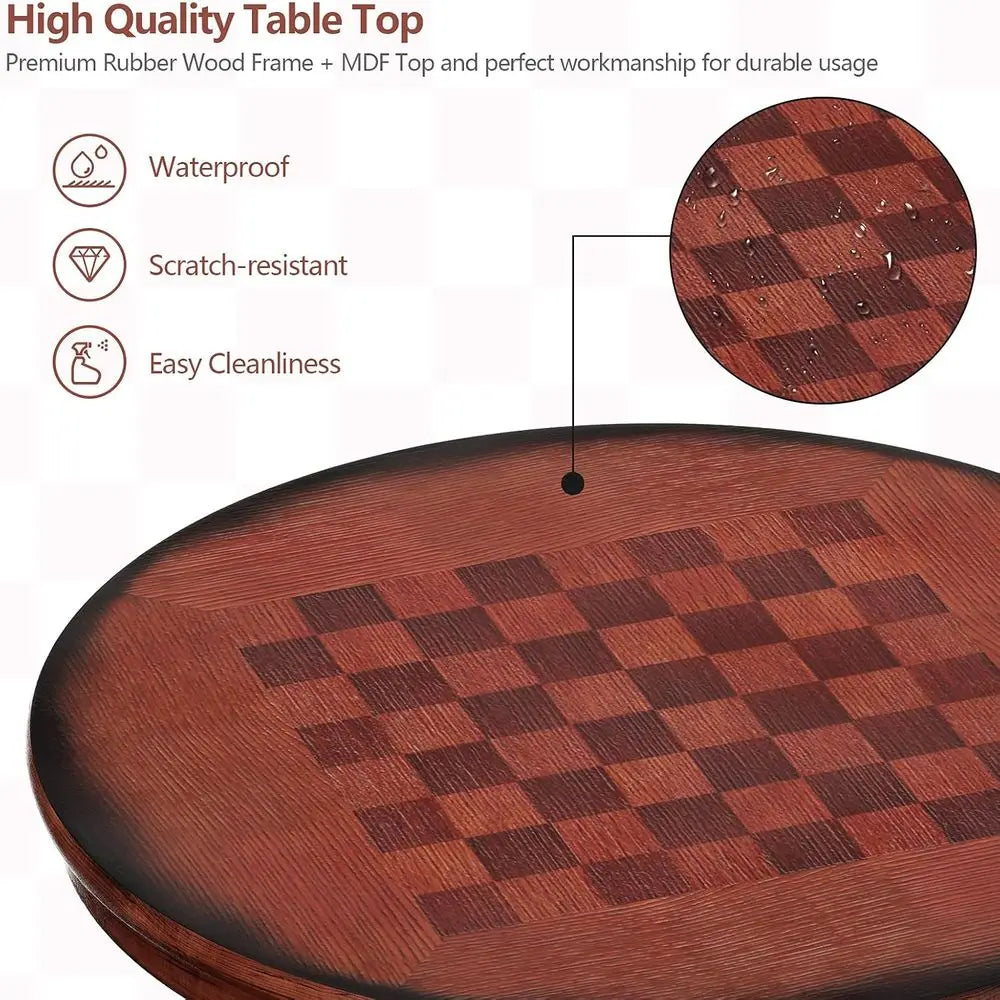 3 Pcs Dining Table Set, Wooden Pub Pedestal Side Table with Stable Base, 360 Degrees Swivel Bar Stool, Round Bar Table and Stool