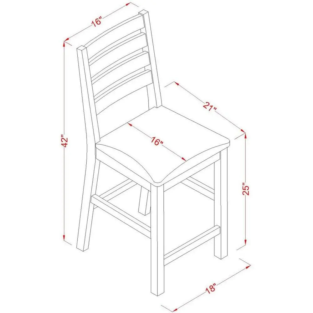 3-Piece Counter Height Pub Set with Square Table and 2 Linen Chairs, 36x36 Inch, Oak Finish