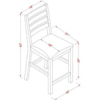 3-Piece Counter Height Pub Set with Square Table and 2 Linen Chairs, 36x36 Inch, Oak Finish