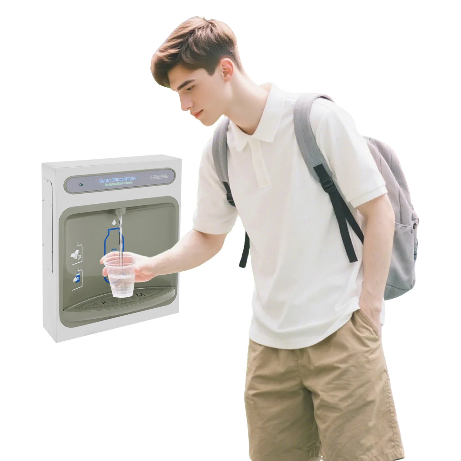 1.32-1.8GPM Fast Flow Touchless Induction Wall Mounted Water Dispenser with 304 Stainless Steel Premium Filter Bottle Filling Station for Home Office Gym Kitchen Apartment Commercial Space Saving