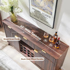 luted Wine Bar Cabinet, 60" Wide ern Buet Sideboard with Ample Storage - 2 Side Cabi, 3 Ders, 4 Glass Holders & 12 Wine Racks, C