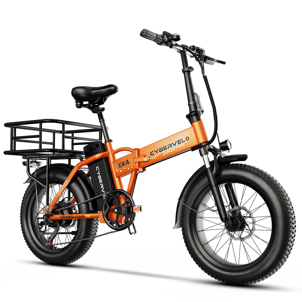 Cybervelo 1000W High-Speed Brushless Electric Bike 20 Inch Fat Tire Folding Design for Adults 48V Removable Battery up to 80 Miles Range Commuter E-Bicycle EK4