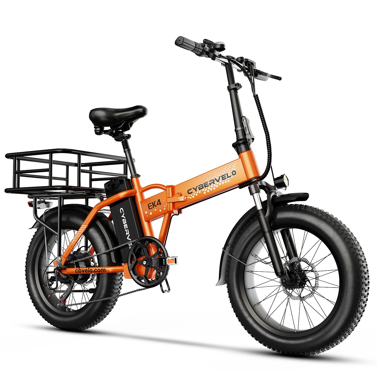 Cybervelo 1000W High-Speed Brushless Electric Bike 20 Inch Fat Tire Folding Design for Adults 48V Removable Battery up to 80 Miles Range Commuter E-Bicycle EK4