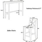 Gray 3-Piece Wooden High-Top Pub Table and Chairs Set for Breakfast Nook