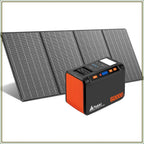 250W Portable Power Station 222Wh with 40W Solar Panel, Pure Sine Wave AC Outlet, Camping Emergency Backup, Lightweight Solar Generator for CPAP, Laptop, Fridge