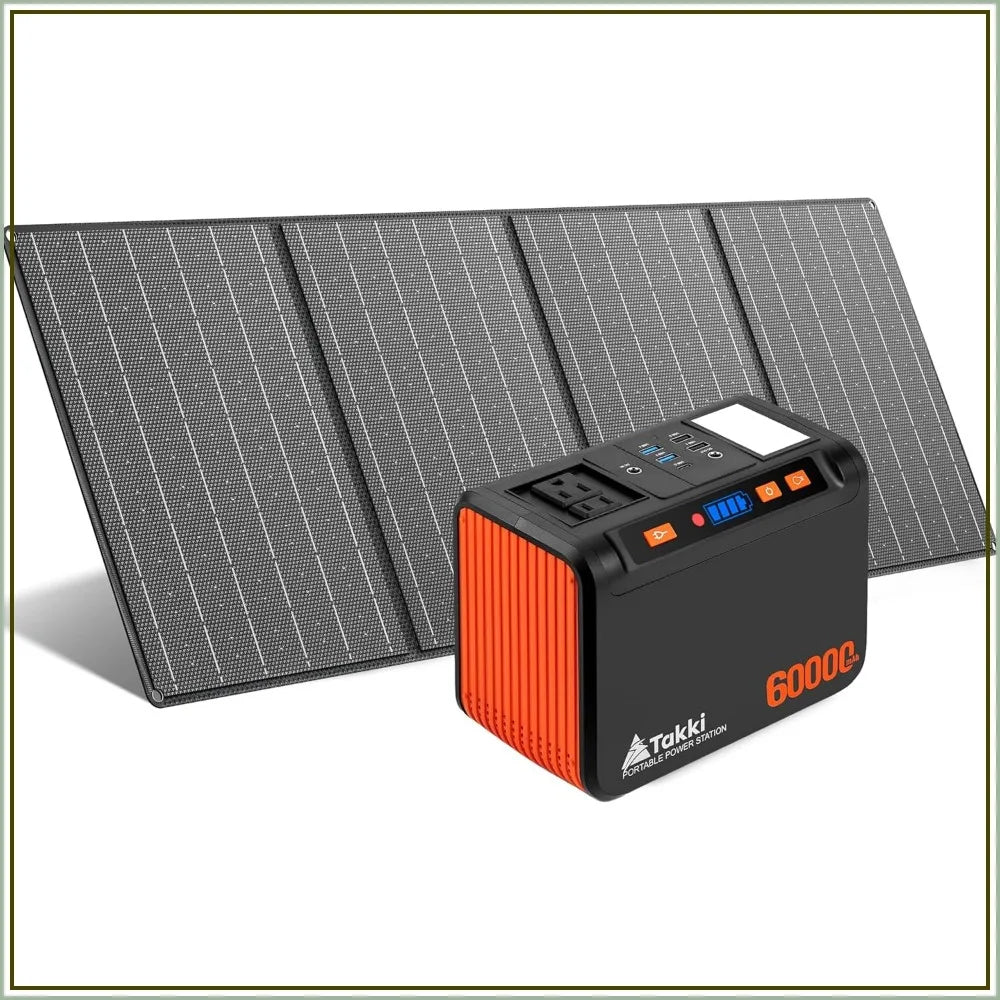 250W Portable Power Station 222Wh with 40W Solar Panel, Pure Sine Wave AC Outlet, Camping Emergency Backup, Lightweight Solar Generator for CPAP, Laptop, Fridge