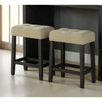 Black 3-Piece Dining Set with Two-Tone Table and Beige Tufted Stools for Dining Room