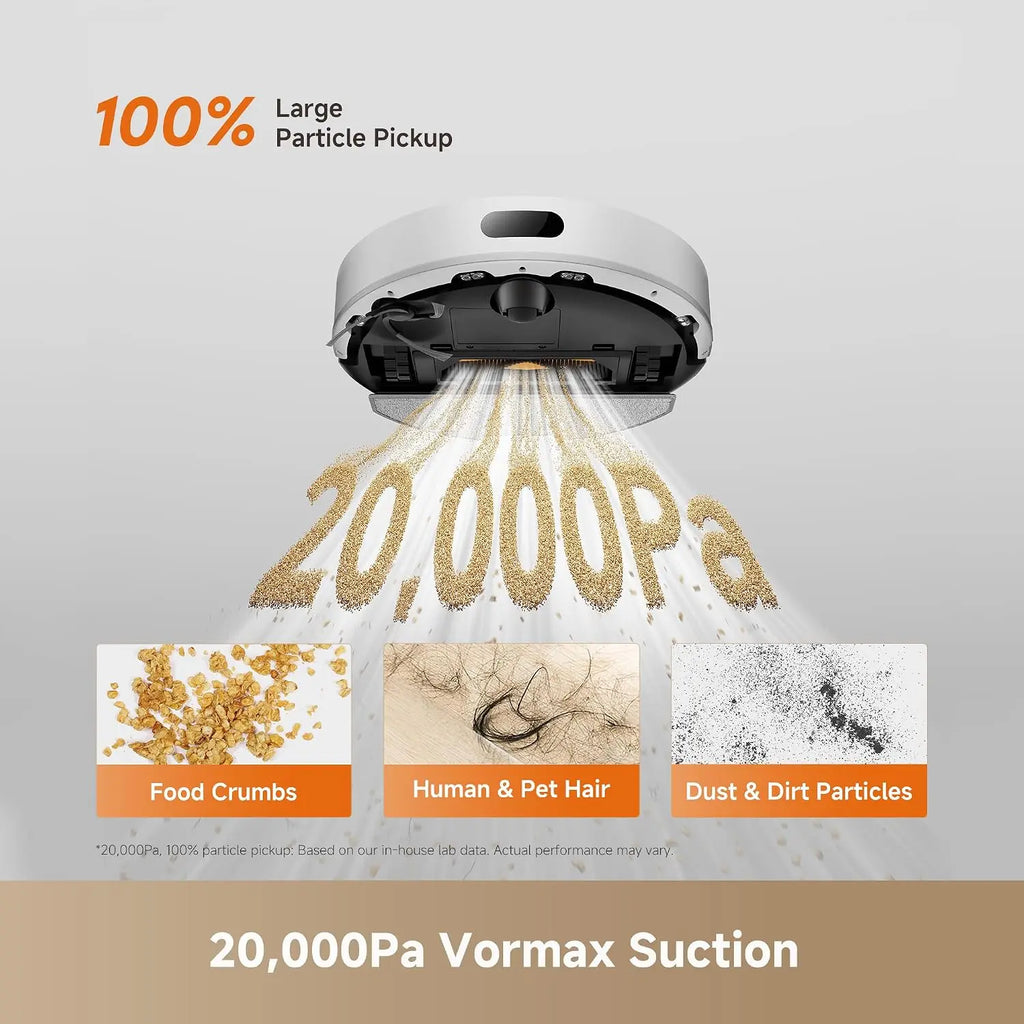 Robot Vacuum and Mop Combo with 20,000Pa Suction, Anti-Tangling Tech, Auto-Emptying Dock, Deep Carpet Cleaning