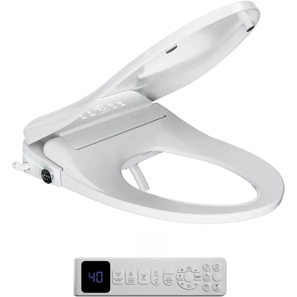 Bidet Toilet Seat, Elongated Electric Smart Heated Toilet Seat with Warm Water & Dryer, Self-Clean Nozzle, Night Light, Soft-Clo