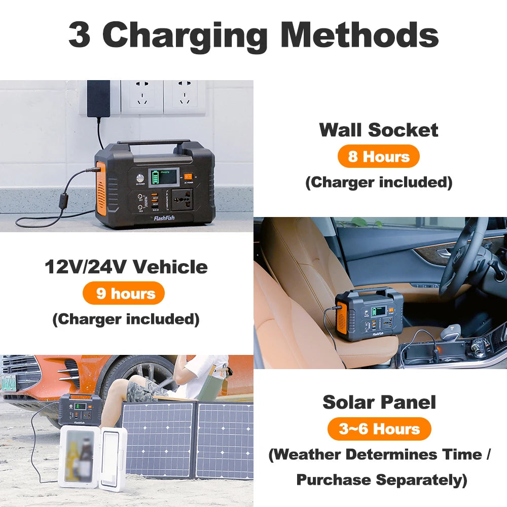 【Sale】Flashfish E200 Power Station 200W Solar Generator 151WH Battery AC DC Outdoor Camera Drone Power Supply Solar Charge