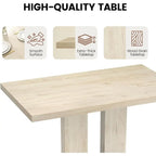 5-Piece Dining Set with 4 Upholstered Leather Chairs, 46 Pedestal Table, Modern Kitchen Furniture, Natural Finish