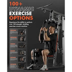 Home Gym, Workout Station with 50LBS Weight Stack, Multifunctional Home Gym Equipment, Exercise Equipment for Full Body Strengt