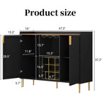 48 Wine Bar Cabinet with Luted Texture, Sideboard with Wine Rack and Glass Holder, Liquor Coffee Station with Storage for Kitche