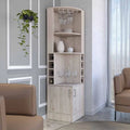 Light Gray Bar Cabinet with 8 Wine Cubbies and Double Doors