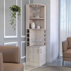 Light Gray Bar Cabinet with 8 Wine Cubbies and Double Doors