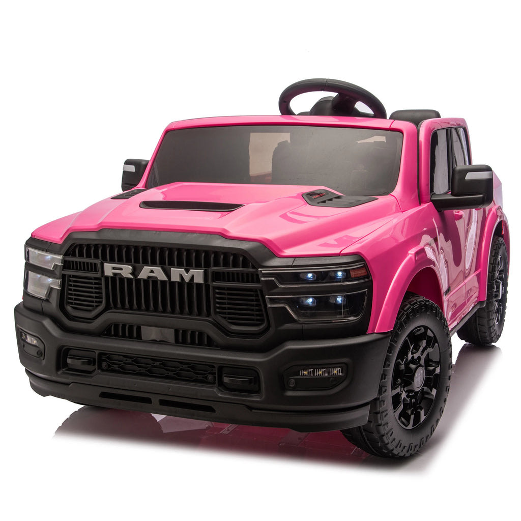 24V 160W Kids Ride on Electric Truck with Parent Remote Control Suspension LED Lights Bluetooth Music Storage for Kids Pink