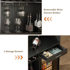 U-Shaped 4-Tier Wine Bar Cabinet with Power Outlet, Rack, and Glass Holder for Modern Home Storage in Living Room, Basement, or