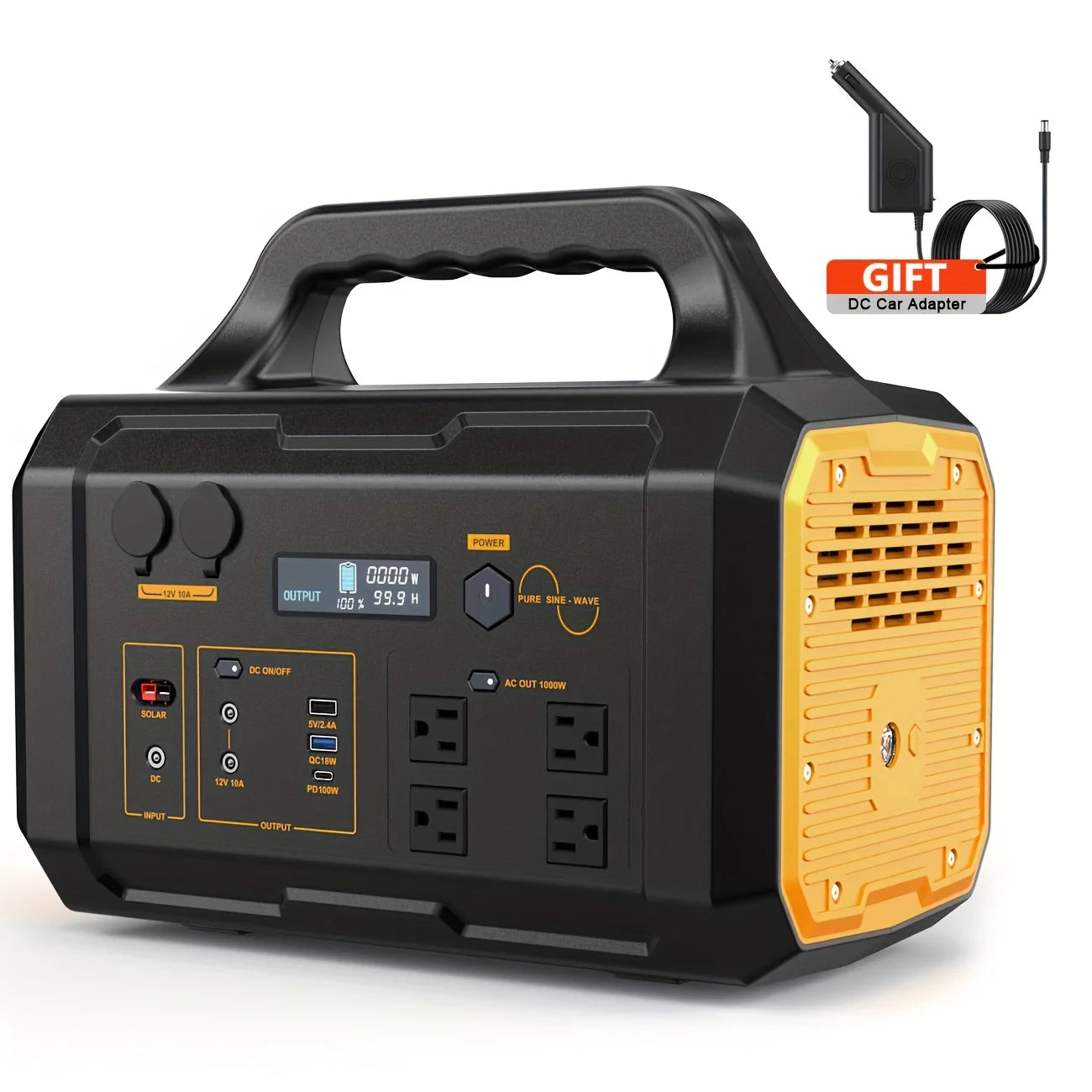 1075Wh/1000W (Peak 2000W) Portable Power Station, 1075Wh LiFePO4 Battery, Fast Charging, Solar Generator(Excluding Solar
