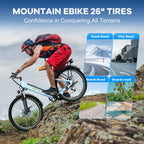 Cybervelo 1000W Peak 26" Electric Bike Adults 80Miles Removable Battery 7-Speed Ebike Beach Snow Commute E Bicycle for Men Women EK2