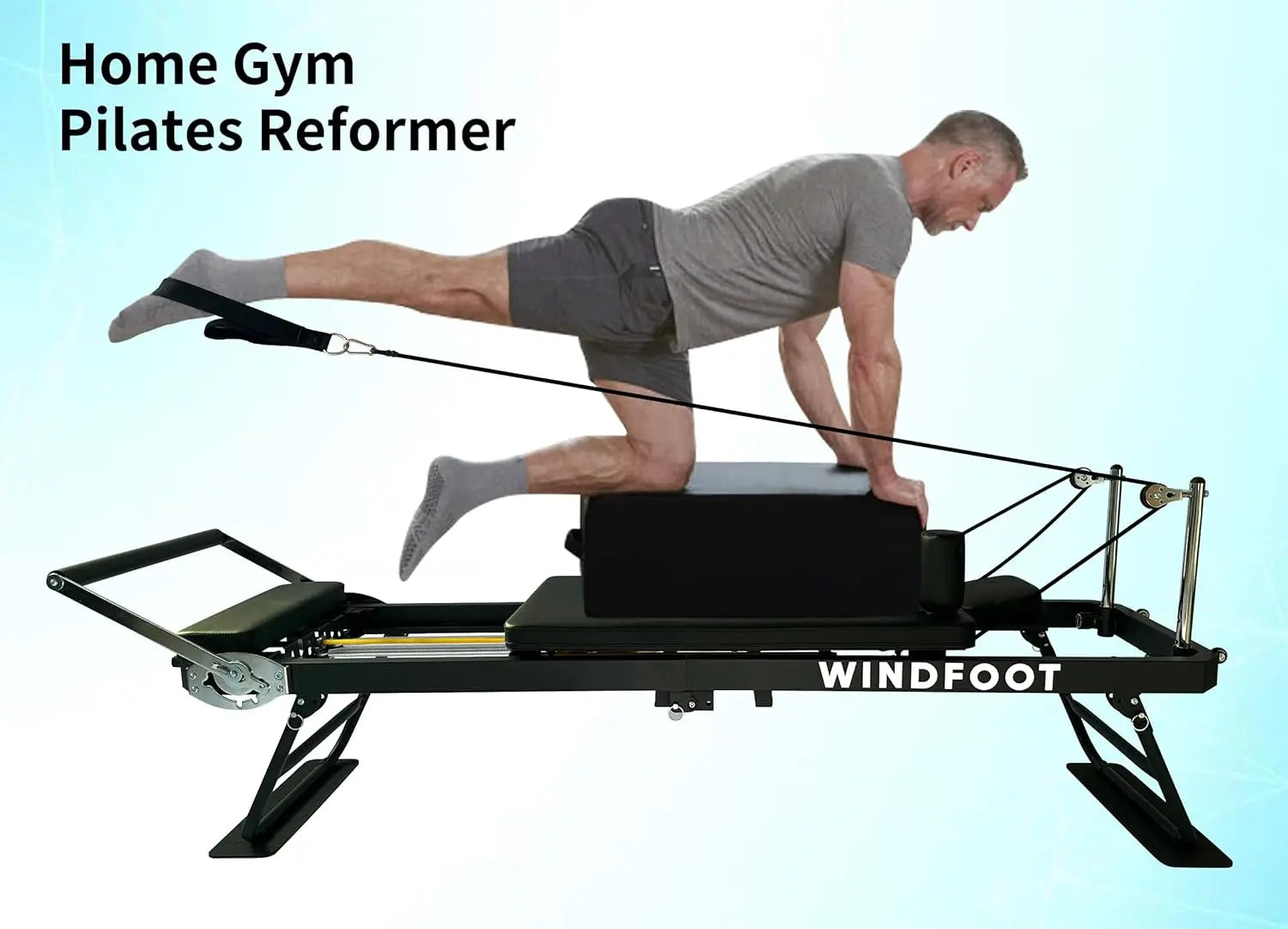 Foldable Pilates Reformer Machine with Springs & Cords for Home Workout, Suitable for All Levels