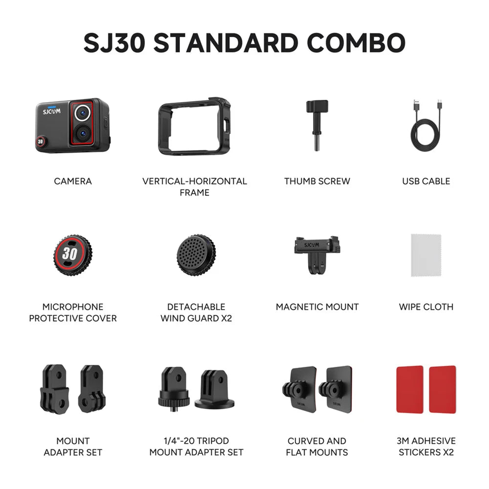 SJCAM SJ30 Full Set 8K Ultra HD 20FPS Anti-Shake Wifi Action Camera Day Night Lensesfor Wireless Microphone With SteadyMotion2.0