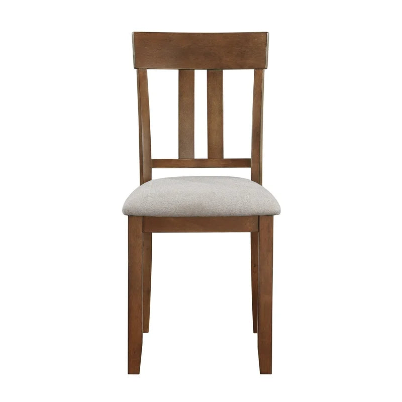 Cherry Finish 7-Piece Dining Set with Table and 6 Chairs, Textured Fabric Seats, Classic Wooden Design