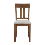 Cherry Finish 7-Piece Dining Set with Table and 6 Chairs, Textured Fabric Seats, Classic Wooden Design