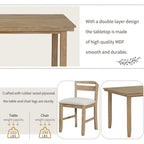 Rustic 6-Piece Wooden Dining Set with Table and 4 Chairs Including Bench (Natural)