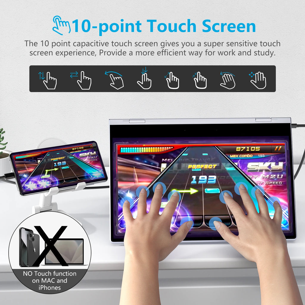 Dopesplay 14.1Inch Portable Monitor Lapdock Built-in 50000mAh Battery 10-Points Touchscreen 1080P HDR IPS Second Screen Extender