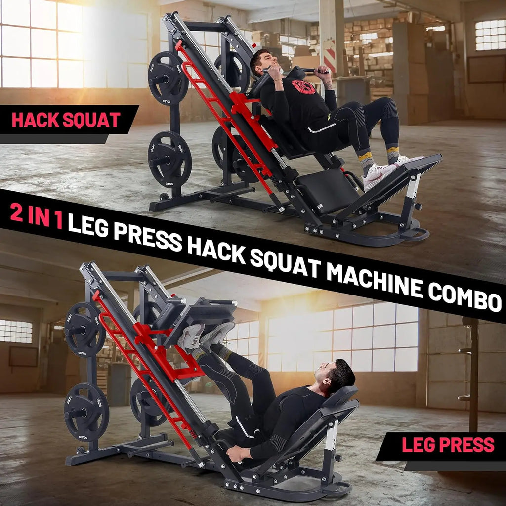 Garvee Leg Press Hack Squat Machine, 2 in 1 Leg Press Machine for Home Gym with Linear Bearing, Specialty Hack Squat Machine with Calf Block for Full Lower Body Workout