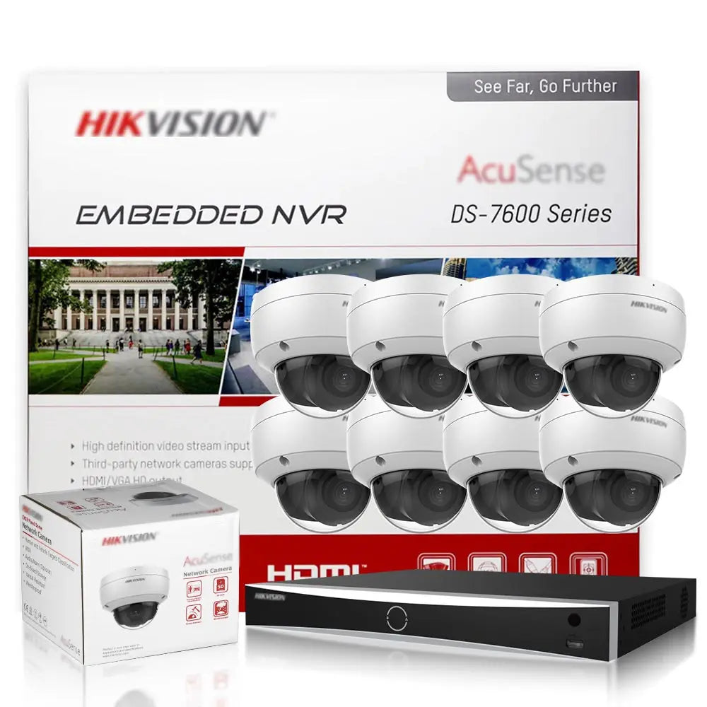 Hikvision 8CH 4K NVR Kit H.265 CCTV Security Camera System 8MP Audio 4K Vandal-Proof Dome POE Video Surveillance Set