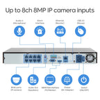 Hikvision 8CH 4K NVR Kit H.265 CCTV Security Camera System 8MP Audio 4K Vandal-Proof Dome POE Video Surveillance Set