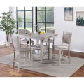 Modern Rustic Grey Square Dining Table Set with Shelves and Cushioned Chairs, 5-Piece Counter Height Furniture